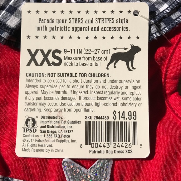 NWT-Size XXS, Patriotic Pets, Fur Baby Dress - Picture 3 of 8